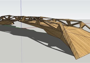 创意解构解构概念木质人行桥SU(草图大师)模型