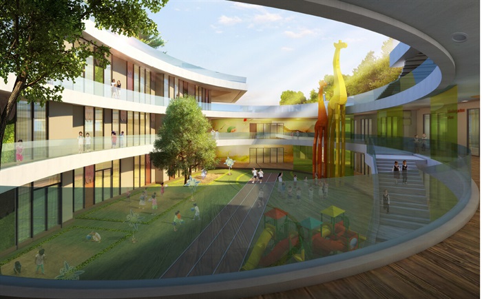 创意圆形绿化屋顶平台幼儿园(2)