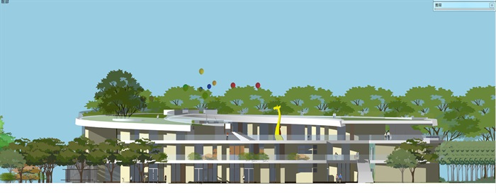 创意圆形绿化屋顶平台幼儿园(10)