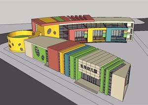 某小区单元长乐幼儿园建筑设计SU(草图大师)模型