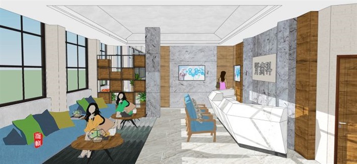 一个现代风格医疗院室内装潢方案ＳＵ模型(5)
