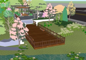 现代风格湿地公园主入口广场详细设计ＳU模型