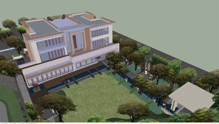 新中式售楼中心景观设计方案ＳＵ模型(4)