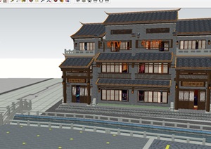 古街旅游区商业步行街建筑SU(草图大师)模型