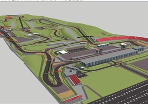 现代赛车场建筑规划方案SU(草图大师)模型