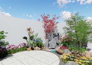 某小花园别墅设计SU(草图大师)模型及效果图