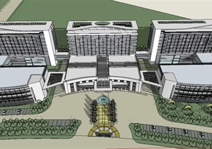 现代大型综合医院疗养院设计SU(草图大师)模型