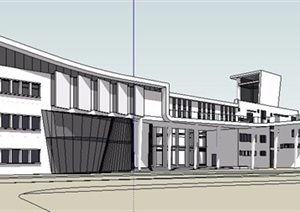 某现代学校科技楼建筑设计SU(草图大师)模型