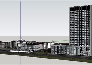 现代某中学建筑规划设计SU(草图大师)模型