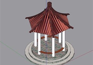 中式风格详细的亭子素材SU(草图大师)模型