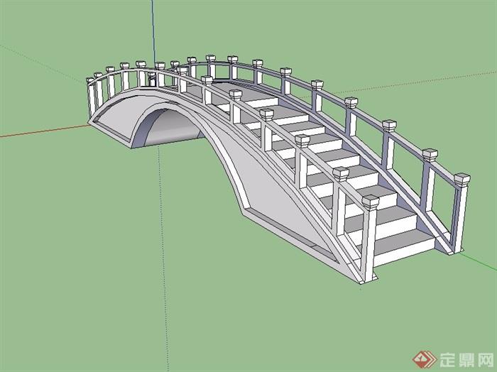中式风格详细完整的拱桥su模型