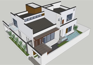 两套中式别墅详细建筑设计cad方案及SU(草图大师)模型