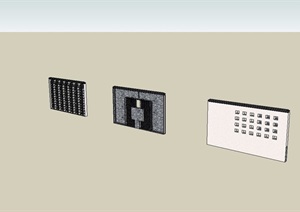 三种不同的景墙设计SU(草图大师)模型