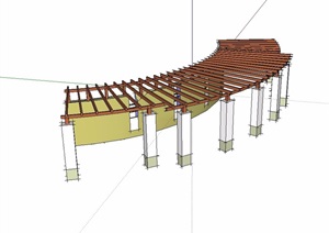 现代详细完整的休闲廊架SU(草图大师)模型