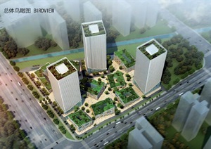 西安高新区办公群建筑设计SU(草图大师)模型