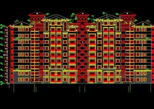 某欧式风格多层住宅楼设计cad方案图