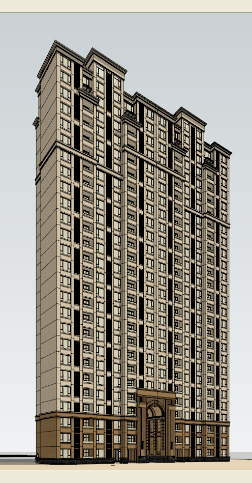 新古典含户型高层详细住宅楼设计su模型