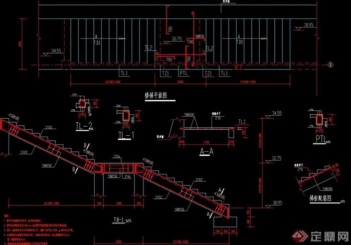 某现代风格园林景观台阶设计cad施工图