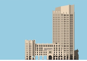 某新古典详细的高层酒店建筑设计SU(草图大师)模型