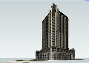 新古典酒店完整高层建筑SU(草图大师)模型