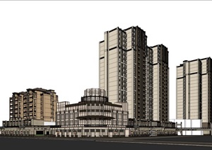 新古典商业街住宅楼建筑设计SU(草图大师)模型