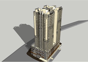 新古典山地办公综合楼设计SU(草图大师)模型