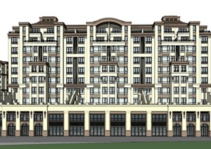 新古典商业住宅洋房多层住宅楼设计SU(草图大师)模型