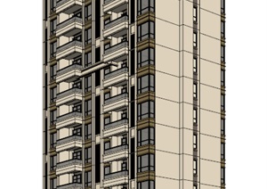 新古典高层住宅单体建筑SU(草图大师)模型