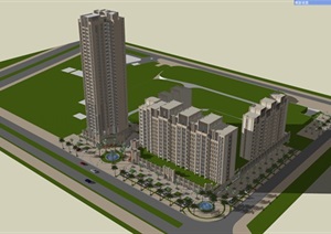 新古典风格商业住宅楼素材SU(草图大师)模型