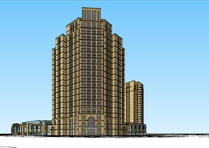 某新古典详细完整的商住楼建筑SU(草图大师)模型