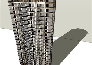 新古典高层详细完整的居住建筑楼设计SU(草图大师)模型