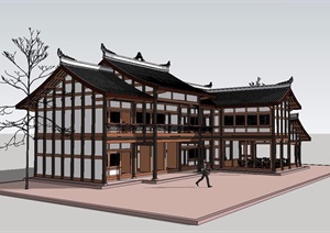 某旅游中心接待建筑设计SU(草图大师)模型