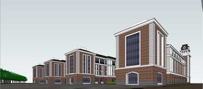 欧式风格国际学校教育建筑su模型