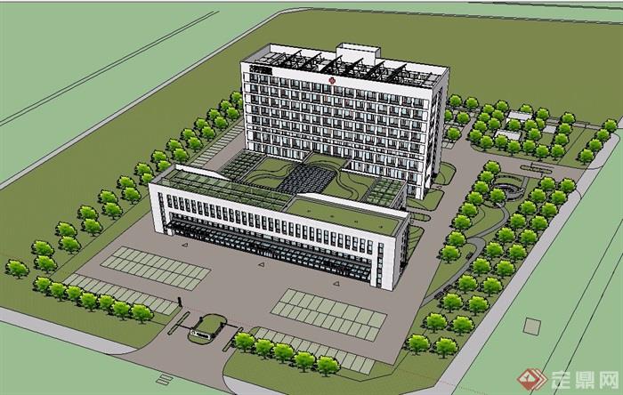 某现代风格医院住院部建筑设计su模型