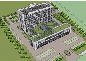 某现代风格医院住院部建筑设计SU(草图大师)模型
