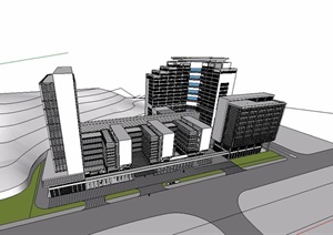 某现代风格共建医院建筑设计SU(草图大师)模型