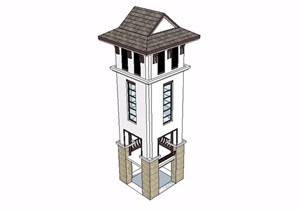 某中式风格详细完整的塔设计SU(草图大师)模型