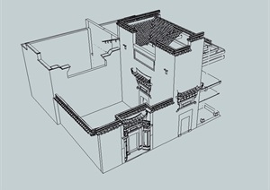 中式风格合院住宅楼SU(草图大师)模型