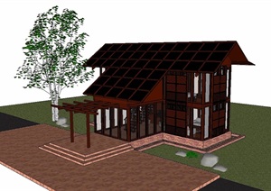 某东南亚风格详细完整的别墅SU(草图大师)模型