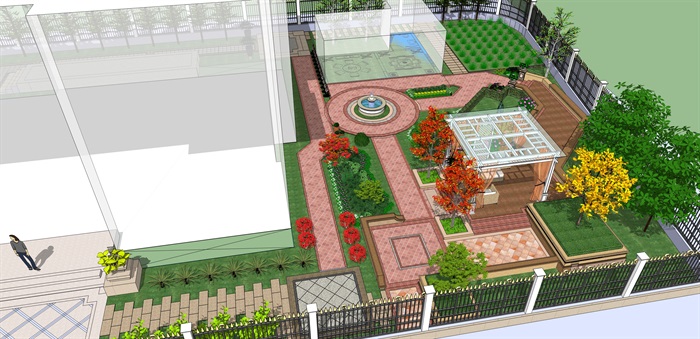 上海佘山御品臻园188号别墅屋顶庭院景观设计su模型