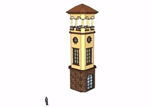 西班牙风格景观塔设计SU(草图大师)模型
