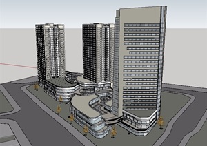 商业中心高层商业办公楼SU(草图大师)模型