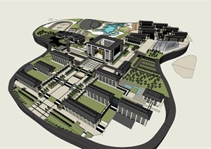 学校详细完整的教学楼设计SU(草图大师)模型