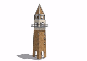 欧式风格详细景观钟塔设计SU(草图大师)模型