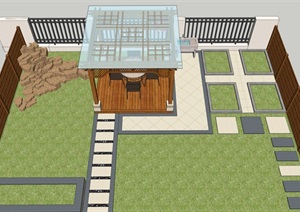 现代风格庭院花园设计素材SU(草图大师)模型