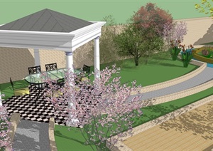 屋顶花园详细完整景观设计SU(草图大师)模型