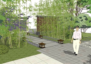 建筑屋顶绿化花园景观竹林SU(草图大师)模型