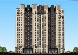 新古典高层小区建筑住宅楼设计SU(草图大师)模型
