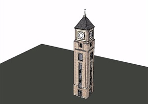 某欧式风格详细的钟塔素材设计SU(草图大师)模型