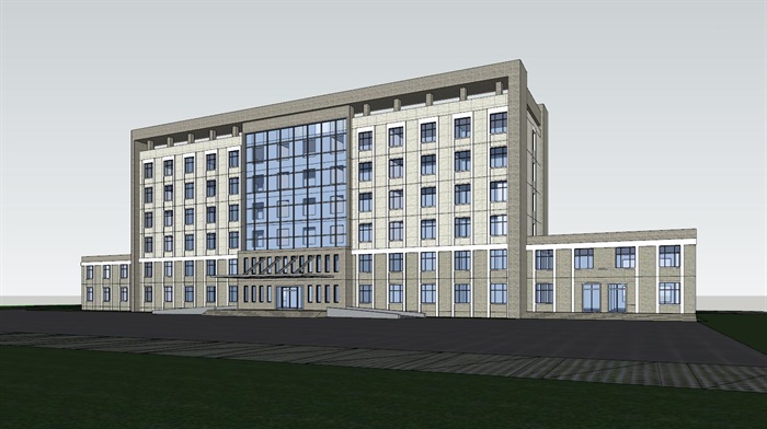 六层办公楼建筑方案设计（SU、CAD、效果图）